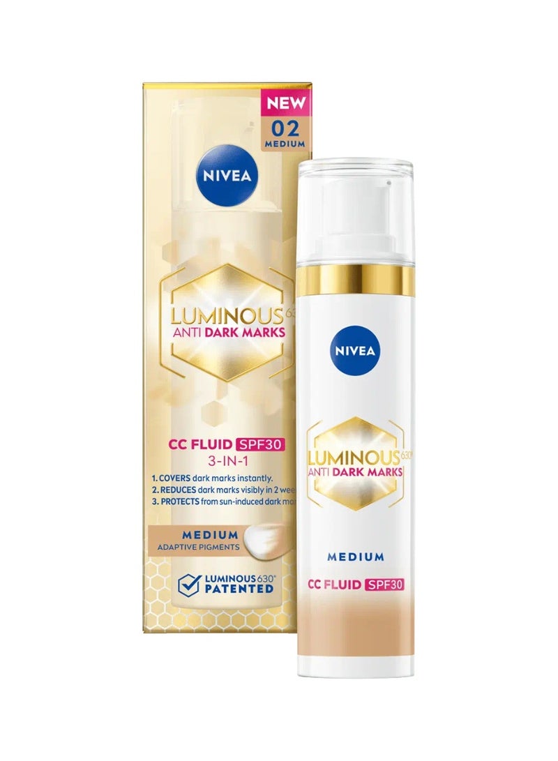 نيفيا سيلولار لومينوس 630 سائل مضاد للبقع سي سي 3 في 1 بعامل حماية من الشمس 30، 40 مل - اللون: متوسط - Image 1